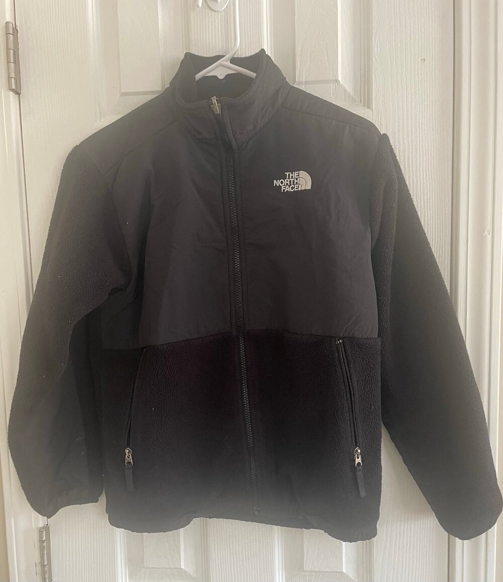Northface Denali Youth Unisex/Boys Black Fleece Full Zip Jacket, A69